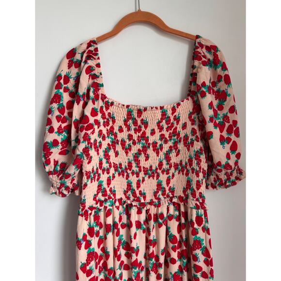 Betsy Johnson Dress Strawberry Fields Tiered Summer Maxi Puff Sleeve - Picture 8 of 10